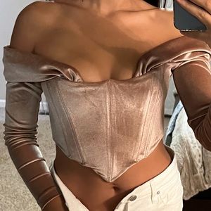 Lavender velvet bustier crop top